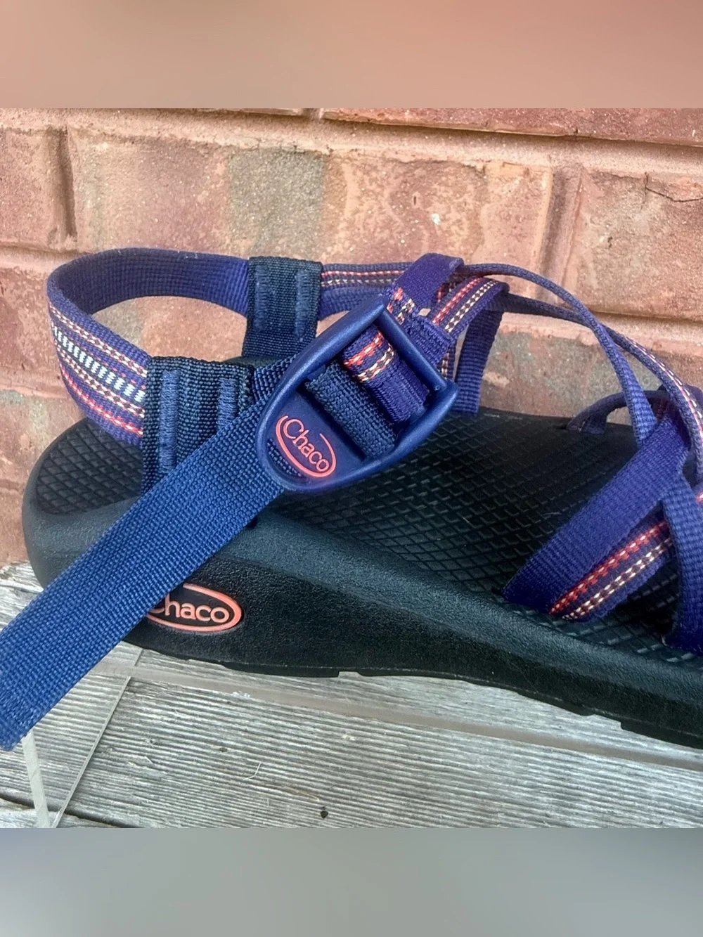 Chaco ZX/2 Cloud Sandals Womens 8 Blue white Strappy Trail Shoes Chacos